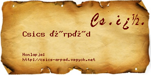 Csics Árpád névjegykártya